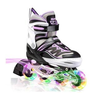 2PM SPORTS Cytia Purple Girls Illuminating Inline Skates with Light up Wheels, F